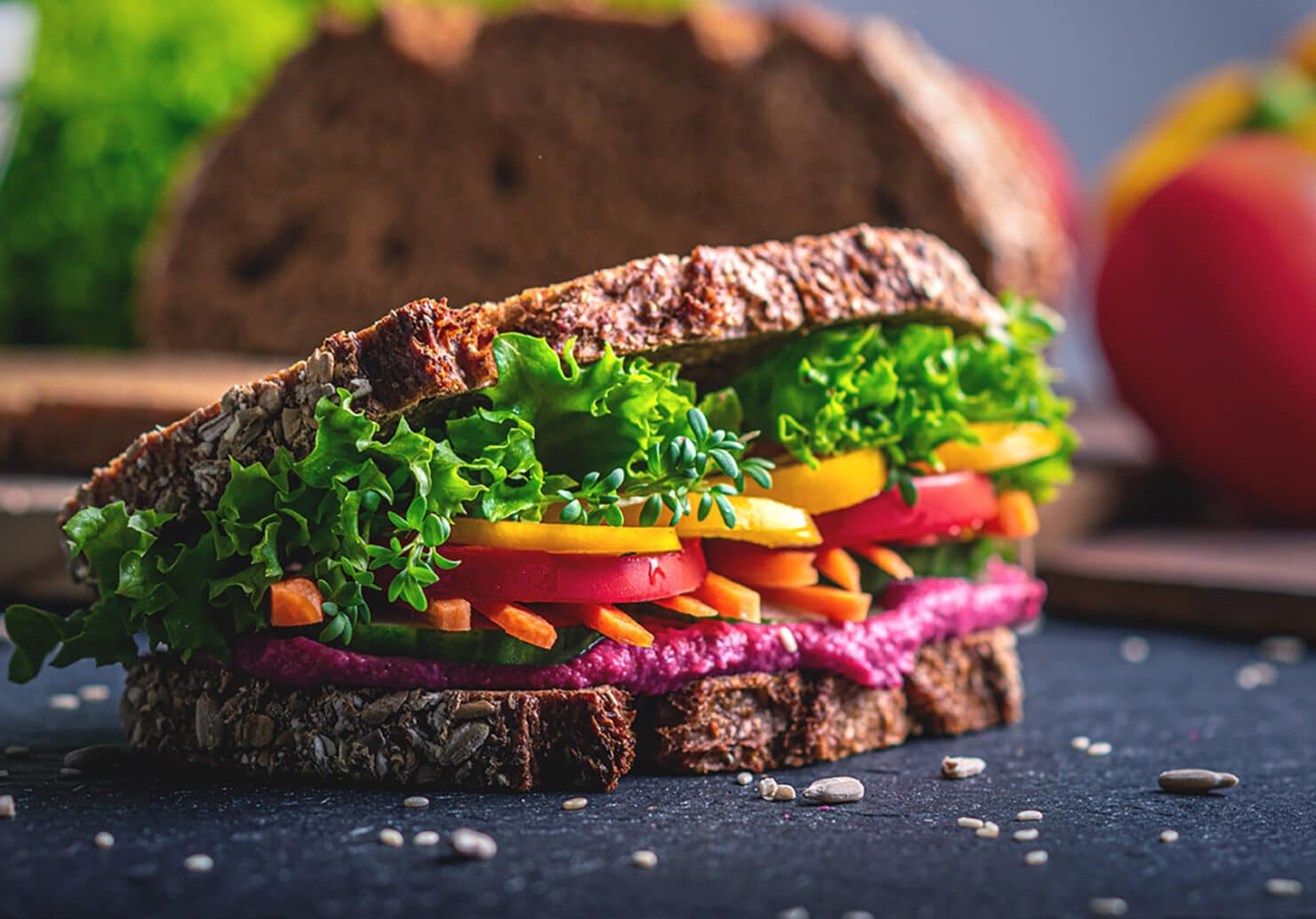 Gesundes Frühstück Mit Viel Gemüse Und Vollkorn Brot